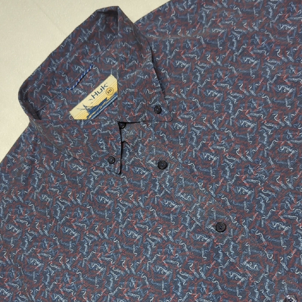 Huk Fishing Lure All Over Print‎ Men's Short Sleeve Moisture Wicking Short XXL